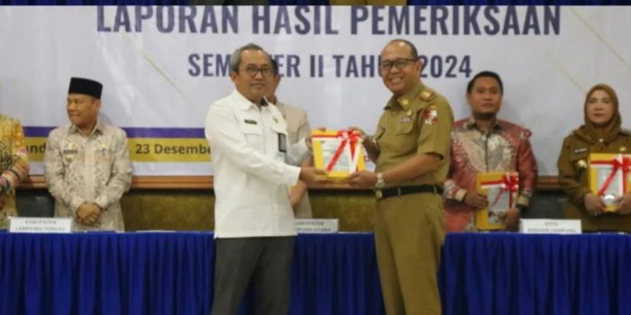 Sekda Lampung Utara Hadiri Penyerahan Laporan Hasil Pemeriksaan (LHP) Semester II Tahun 2024 di BPK Perwakilan Provinsi Lampung