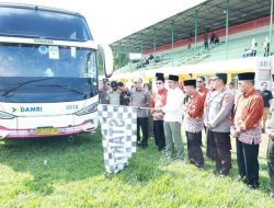 Lampung Utara Berangkatkan 47 Jemaah Haji Menuju Asrama Haji Rajabasa